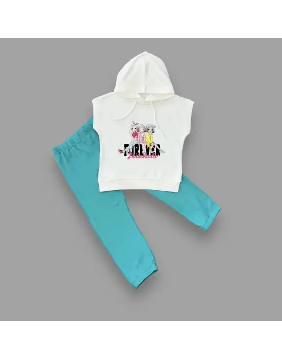 Omarı Şık ve Rahat Forever Cici Kızlar 2li Kız Çocuk Takımı - Turkuaz