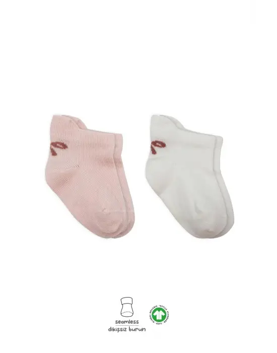 Omarı Sneakers Desenli Penye Çorap Seti - Pembe Ekru