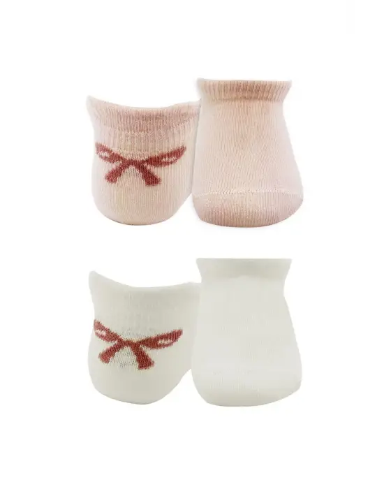 Omarı Sneakers Desenli Penye Çorap Seti - Pembe Ekru