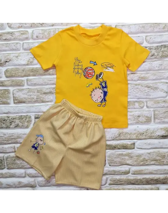 Omarı Topçu Temalı 2li Erkek Bebek Takımı - Sarı