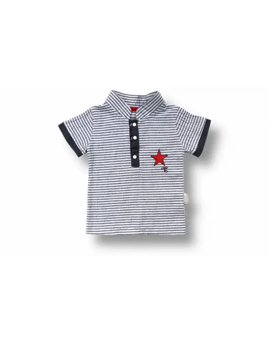 Omarı Vip Yaka Şapkalı Erkek Bebek Takımı Gri