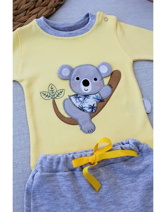 Omarı Yavru Koala Nakışlı Uzun Kollu Bebek Sweat Takımı