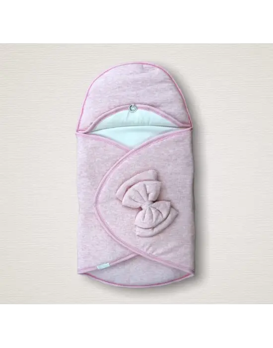 Omarı Yenidoğan Düğme Detaylı Çift Fiyonk Bebek Battaniyesi