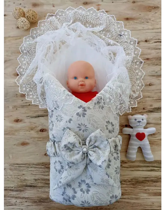 Omarı Yenidoğan Gül Sedefli Taş Fiyonk Kumru Kundak Bebek Battaniyesi