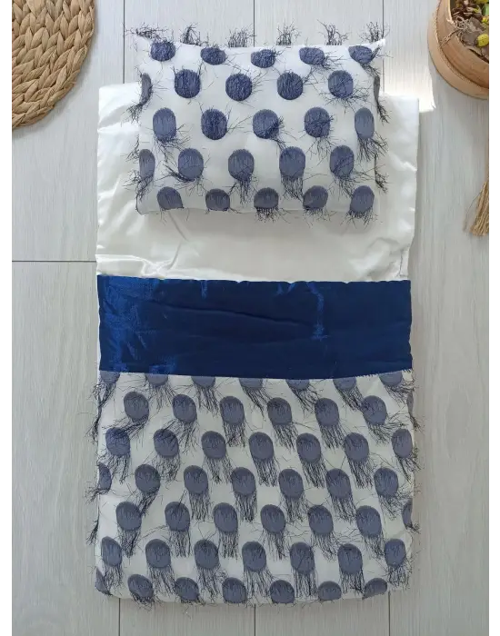 Omarı Yenidoğan İnci Desenli Lüks Alt Açma Seti Lacivert