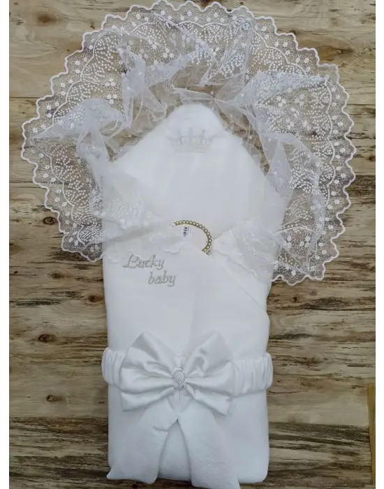 Omarı Yenidoğan Kumru Kundak Bebek Battaniyesi - Ekru