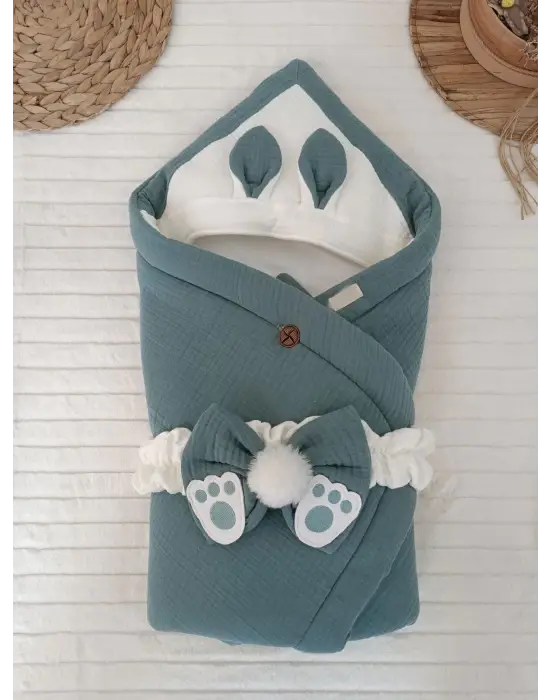 Omarı Yenidoğan Müslin Kumaş Bebek Battaniyesi Kahverengi