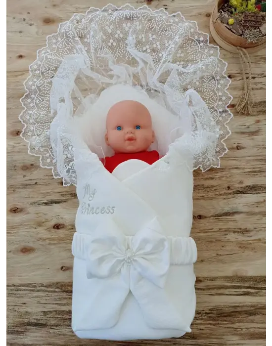 Omarı Yenidoğan Nakışlı Lüks Kundak Bebek Battaniyesi