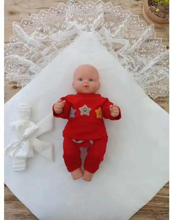 Omarı Yenidoğan Nakışlı Lüks Kundak Bebek Battaniyesi