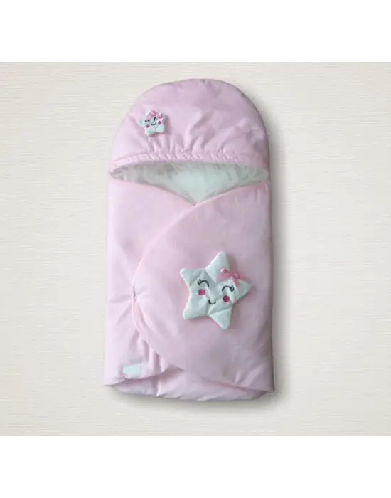 Omarı Yenidoğan Pembe Şapkalı Klasik Kundak Bebek Battaniyesi