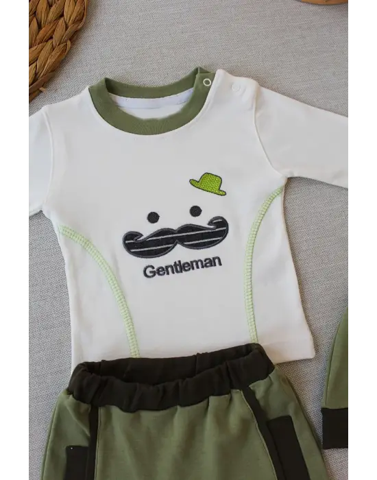 Omarı Yeşil Erkek Bebek Takımı - Şapkalı Uzun Kollu Sweat