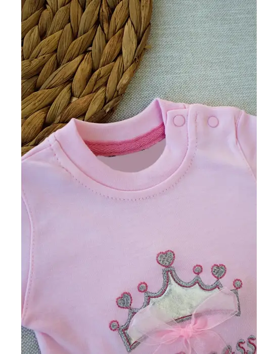 Omarı Yıldız Nakışlı Erkek Bebek Takımı - Pembe