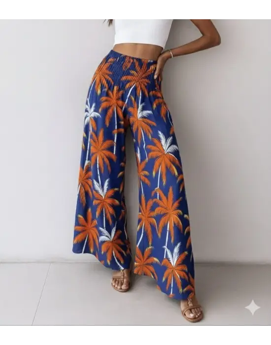 Omarı Yüksek Bel Desenli Suprem Pantolon