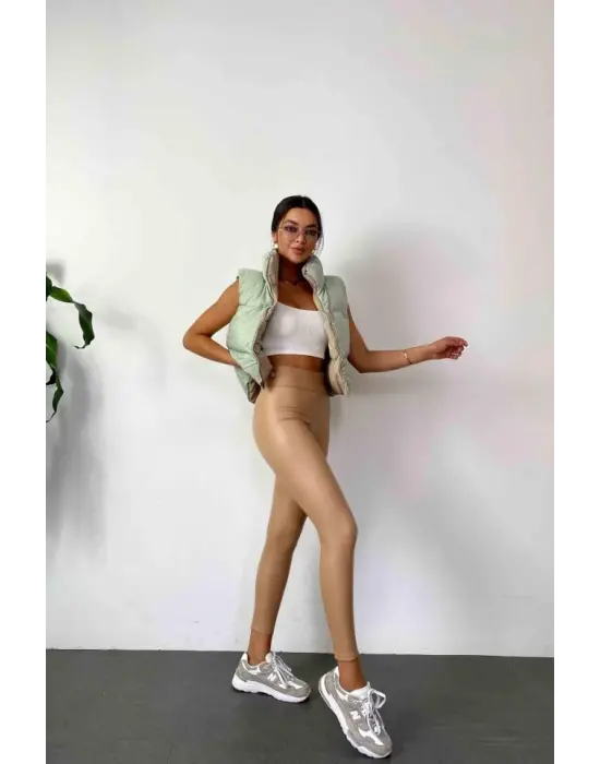 Omarı Yüksek Bel Şardonlu Toparlayıcı Kadın Tayt