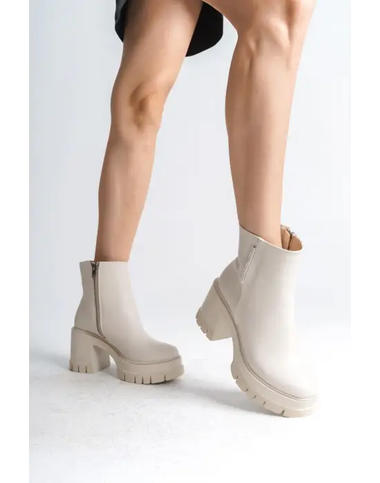 Omarı Yüksek Topuklu Fermuarlı Rahat Bot