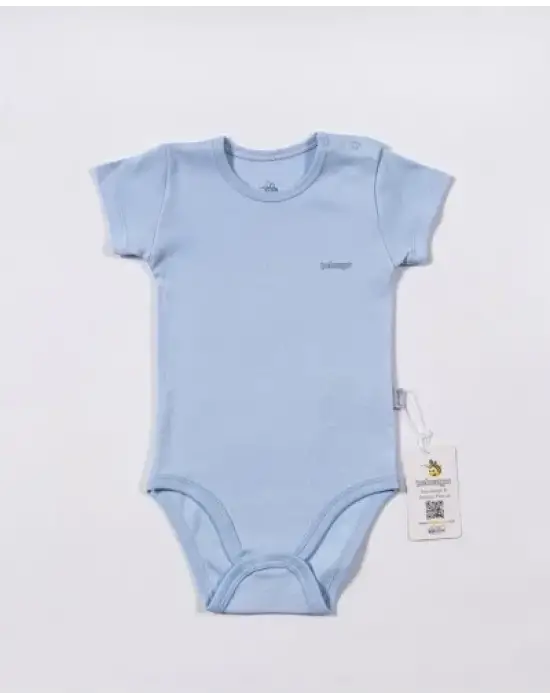 Omarı Yumuşak Kumaşıyla Basic Mavi Kısa Kol Body