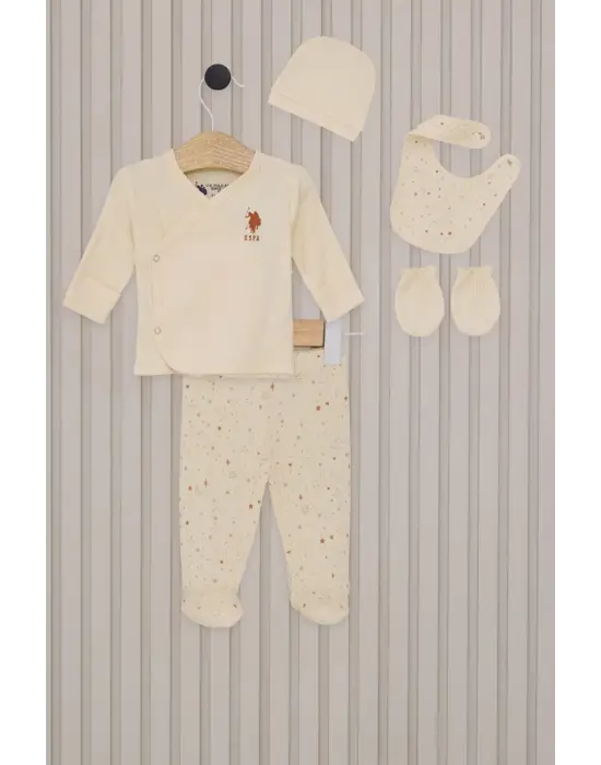 Omarı Yumuşak Pamuklu Kız Bebek 5li Zıbın Seti