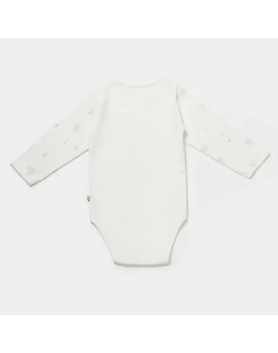 Omarı Yumuşak Pamuklu Uzun Kol Bebek Body Gri