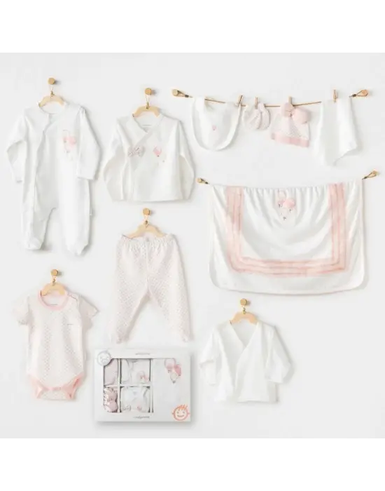 Omarı Yumuşak Pamuklu Yenidoğan Bebek Seti Ekru