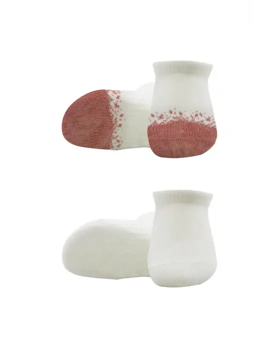 Omarı Yumuşak Penye 2li Sneakers Çoraplar Ekru Pudra Tasarımıyla