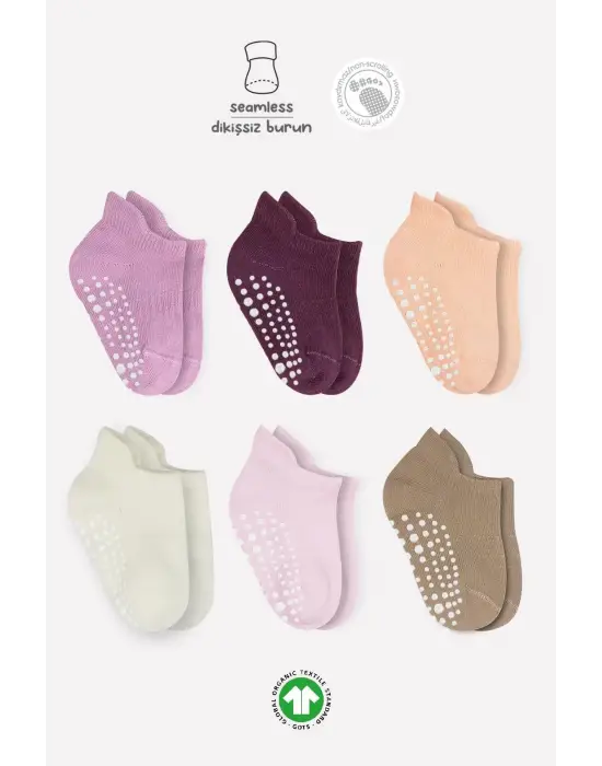 Omarı Yumuşak Penye 6lı Kaymaz Sneaker Çorap Seti