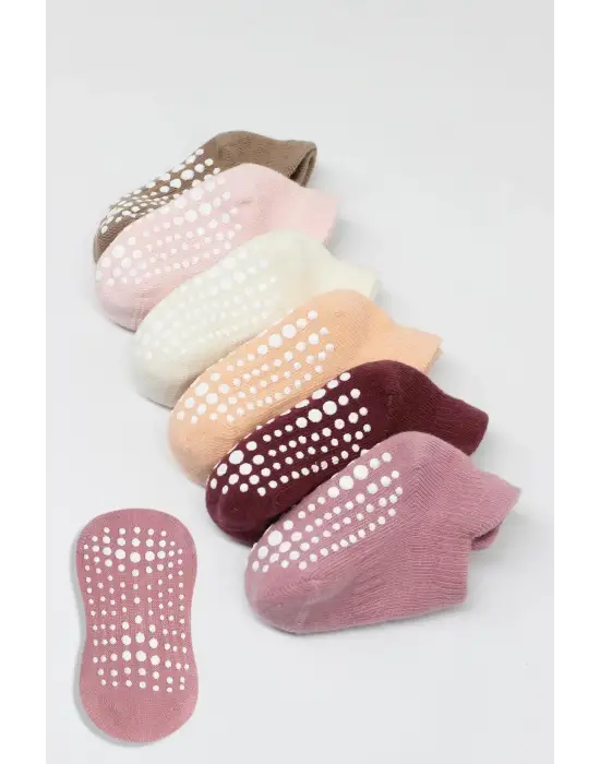 Omarı Yumuşak Penye 6lı Kaymaz Sneaker Çorap Seti