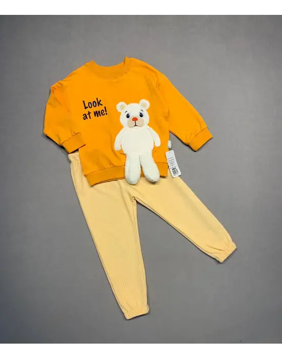 Omarı Yumuşak Penye Kumaşlı Sallanan Ayak Desenli Çocuk Takımı