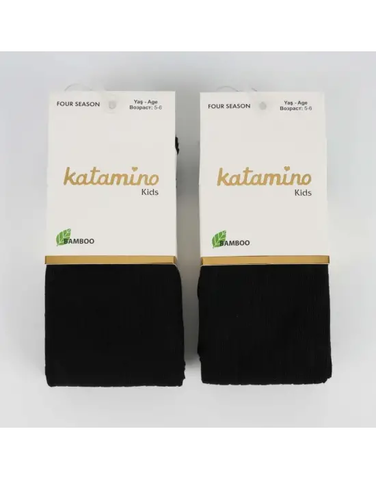 Omarı Yumuşak ve Esnek Bambu Çocuk Külotlu Çorap Siyah