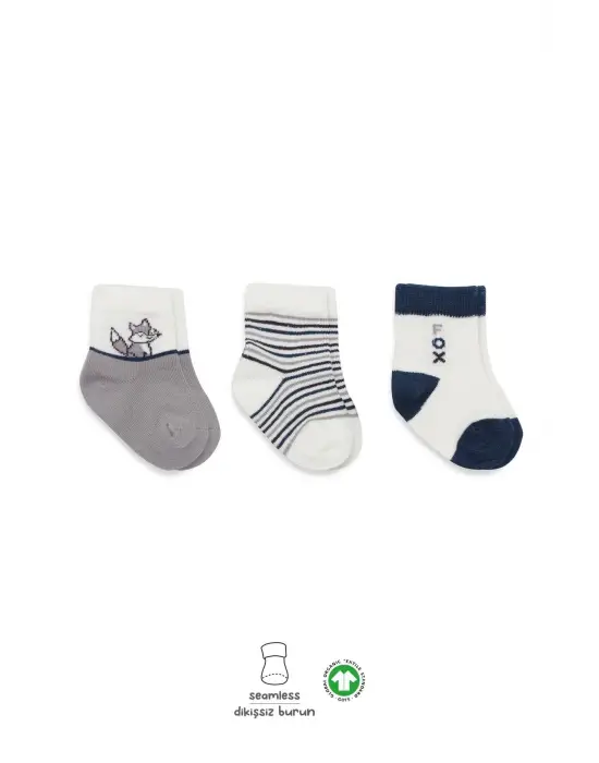 Omarı Yumuşak ve Rahat 3lü Penye Soket Çorap Gri