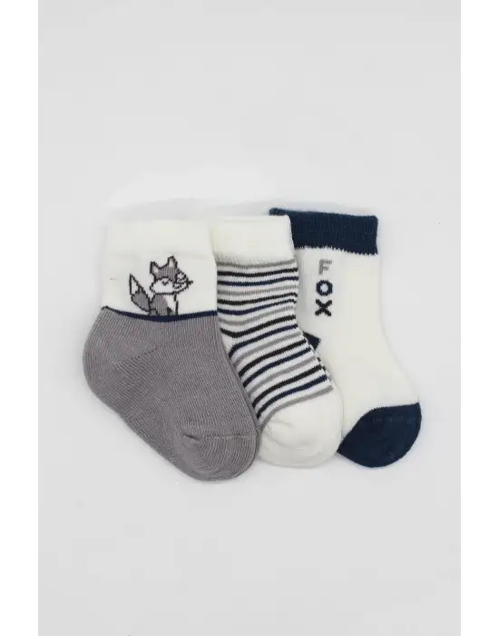 Omarı Yumuşak ve Rahat 3lü Penye Soket Çorap Gri
