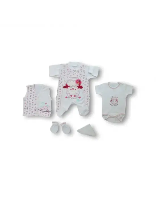 Omarı Yumuşak ve Şık 5 Parça Zıbın Takımı Ekru Renkli