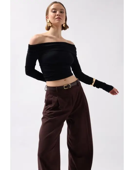 Omuz Dekolte Straplez Bluz