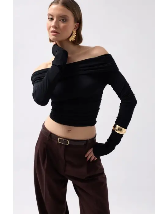 Omuz Dekolte Straplez Bluz