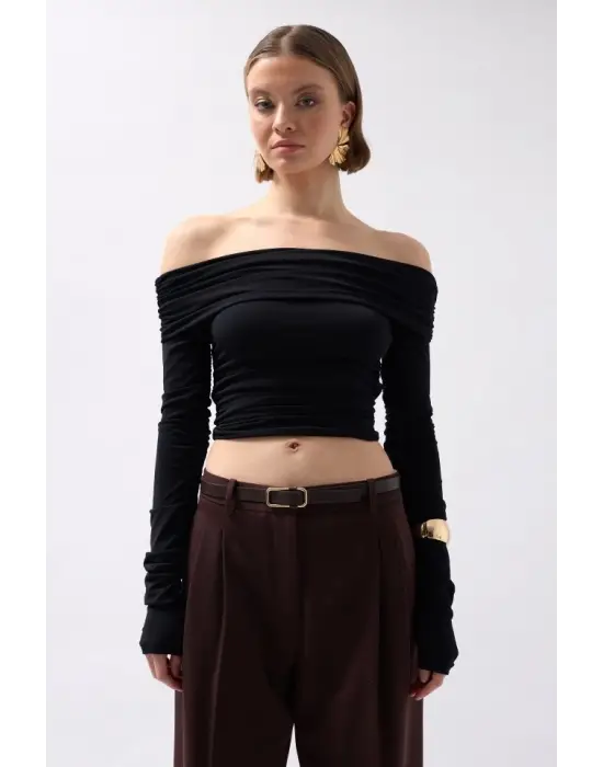 Omuz Dekolte Straplez Bluz