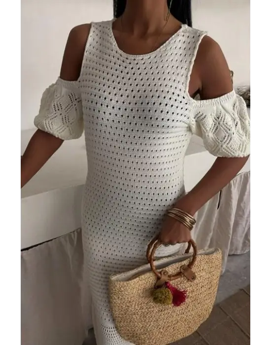 Omuz Detaylı Etek Ücü Püsküllü Triko Elbise 2862