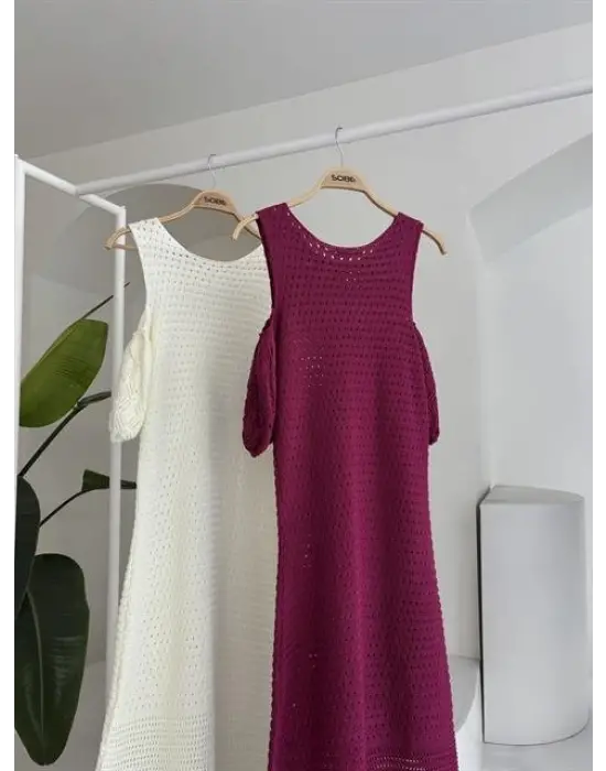 Omuz Detaylı Etek Ücü Püsküllü Triko Elbise 2862