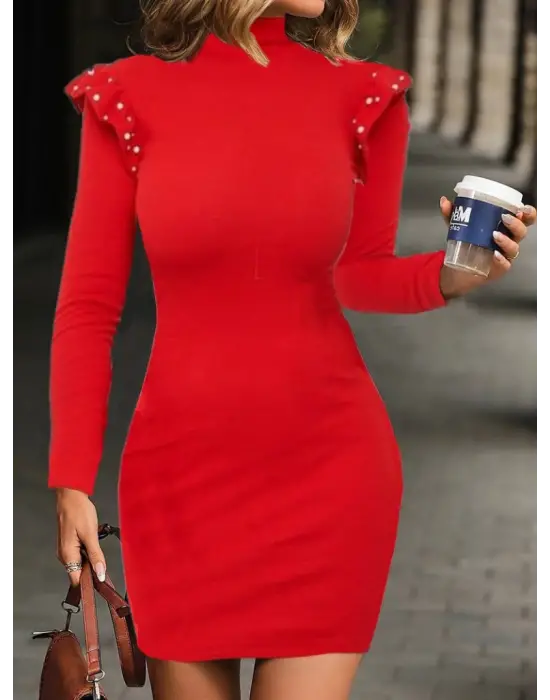 Omuz Inci Detay Kaşkorse Elbise