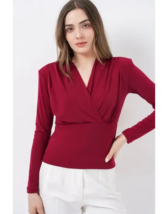 Sofistike Kruvaze Yaka Bluz