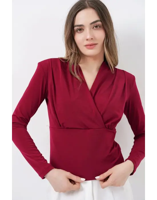 Sofistike Kruvaze Yaka Bluz