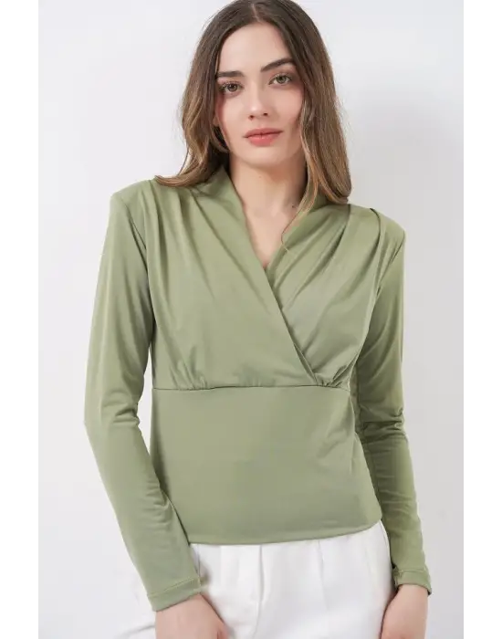 Zarif Kruvaze Yaka Bluz