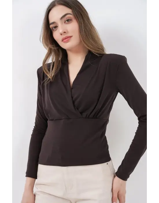 Sofistike Kruvaze Yaka Bluz