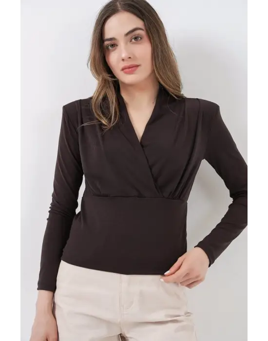 Sofistike Kruvaze Yaka Bluz