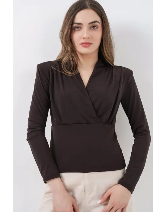 Sofistike Kruvaze Yaka Bluz