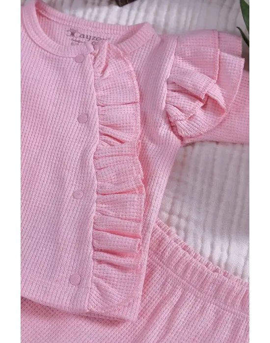 Omuzdan Fırfır Detaylı 5 Parça %100 Pamuk Kız Hastane Çıkışı