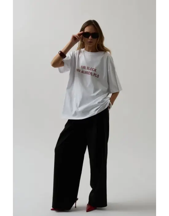 Omarı Ön Baskılı Oversize Kısa Kollu Tişört