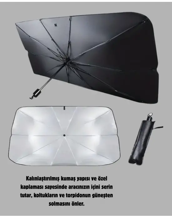 Ön Cam Güneşliği – Kalın Kumaş Ve Cam Elyaf İskelet İle Maksimum Uv Koruma