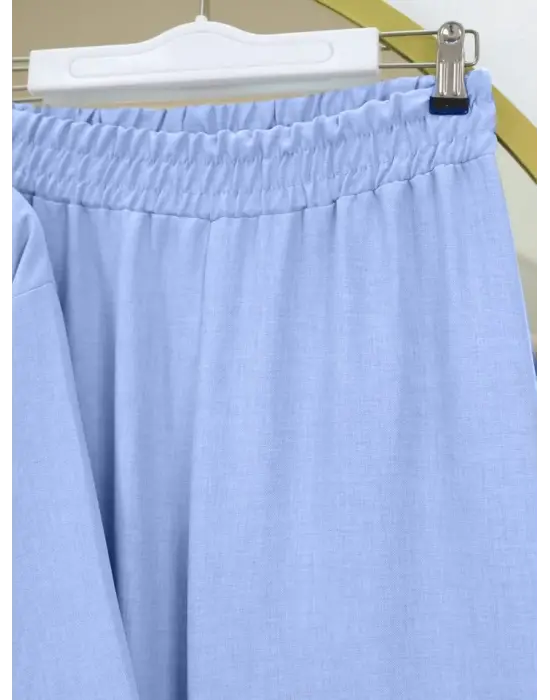Önden Bağlamalı Pantolonlu Kimono Takım   -Bebe Mavi