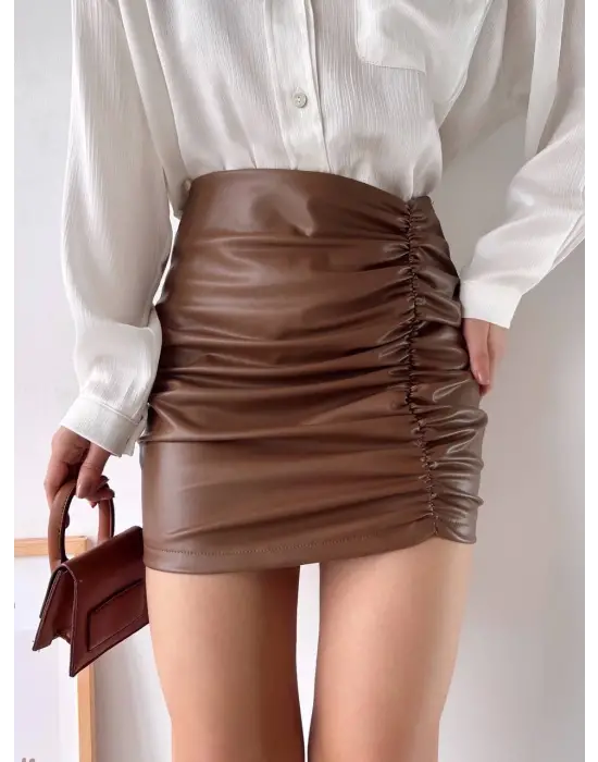 Önden büzgülü etek taba h24210