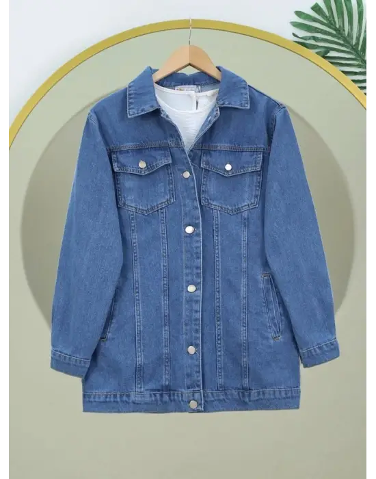 Önden Kapaklı Cepli Laci Kot Ceket