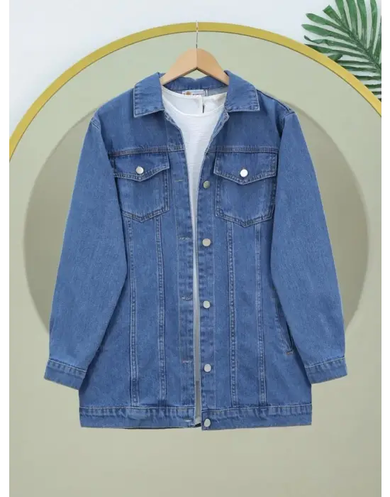 Omarı Kot Ceket - Önden Kapaklı ve Cepli Stil